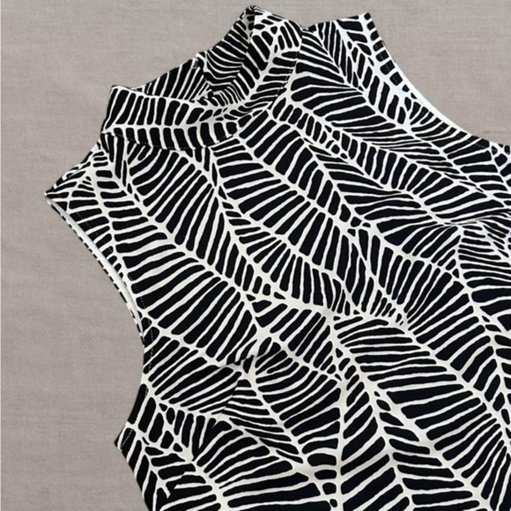 MELLODAY Black and White Patterned Blouse